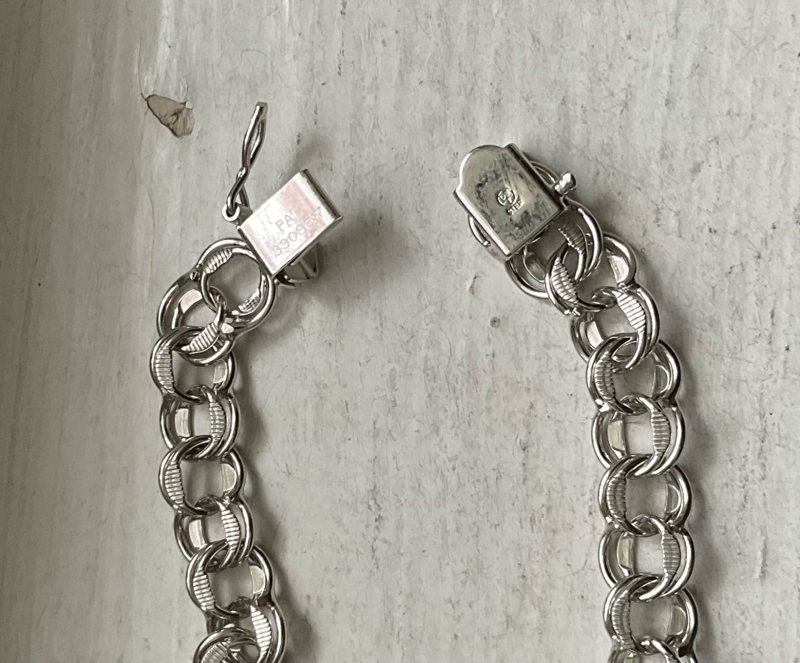 Vintage DYNASTY USA Starter SILVER CHARM BRACELET Wearable 7 1/4” Engraved