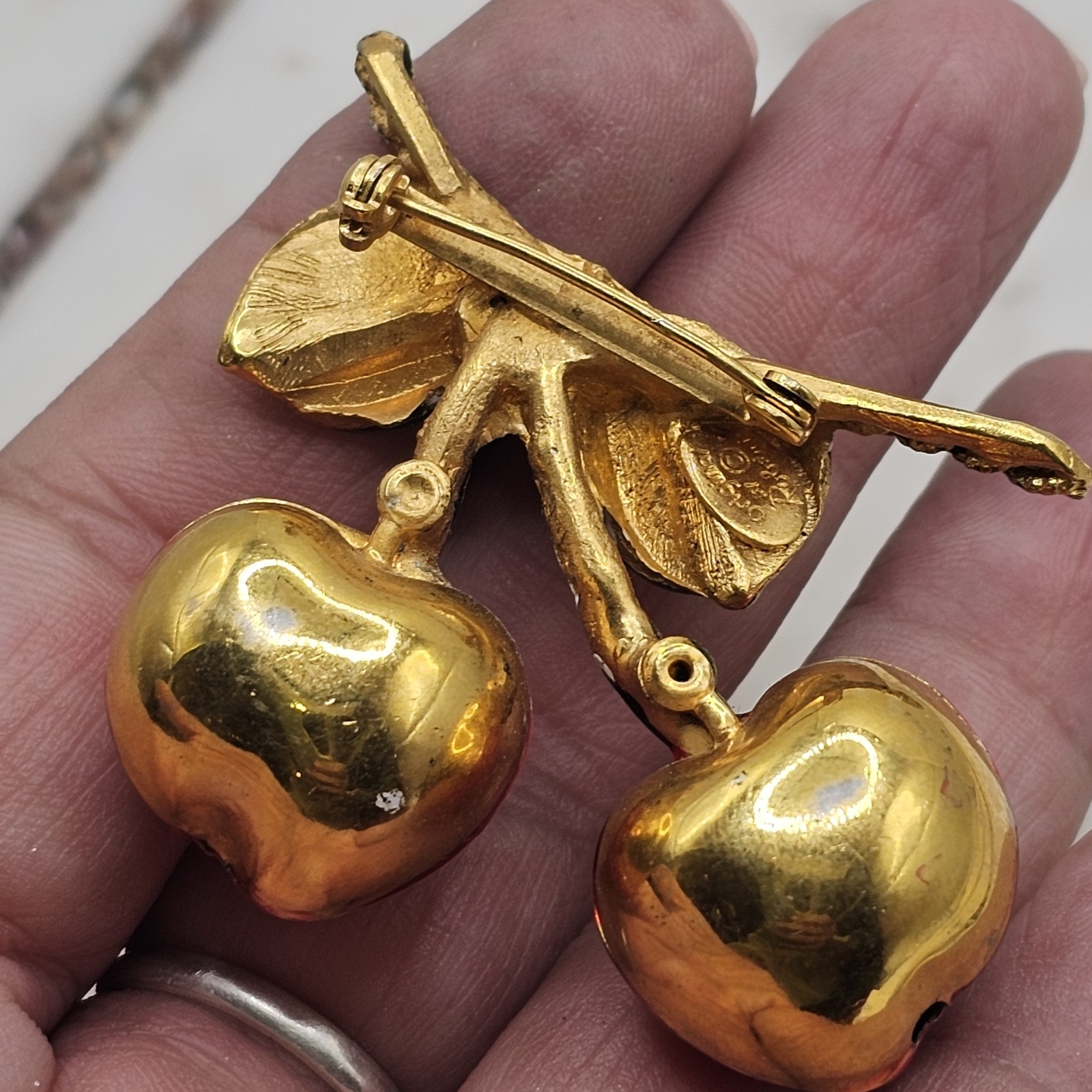 Vintage Originals By Robert Cherry Brooch Enamel Brass Figural Fruit MCM Retro