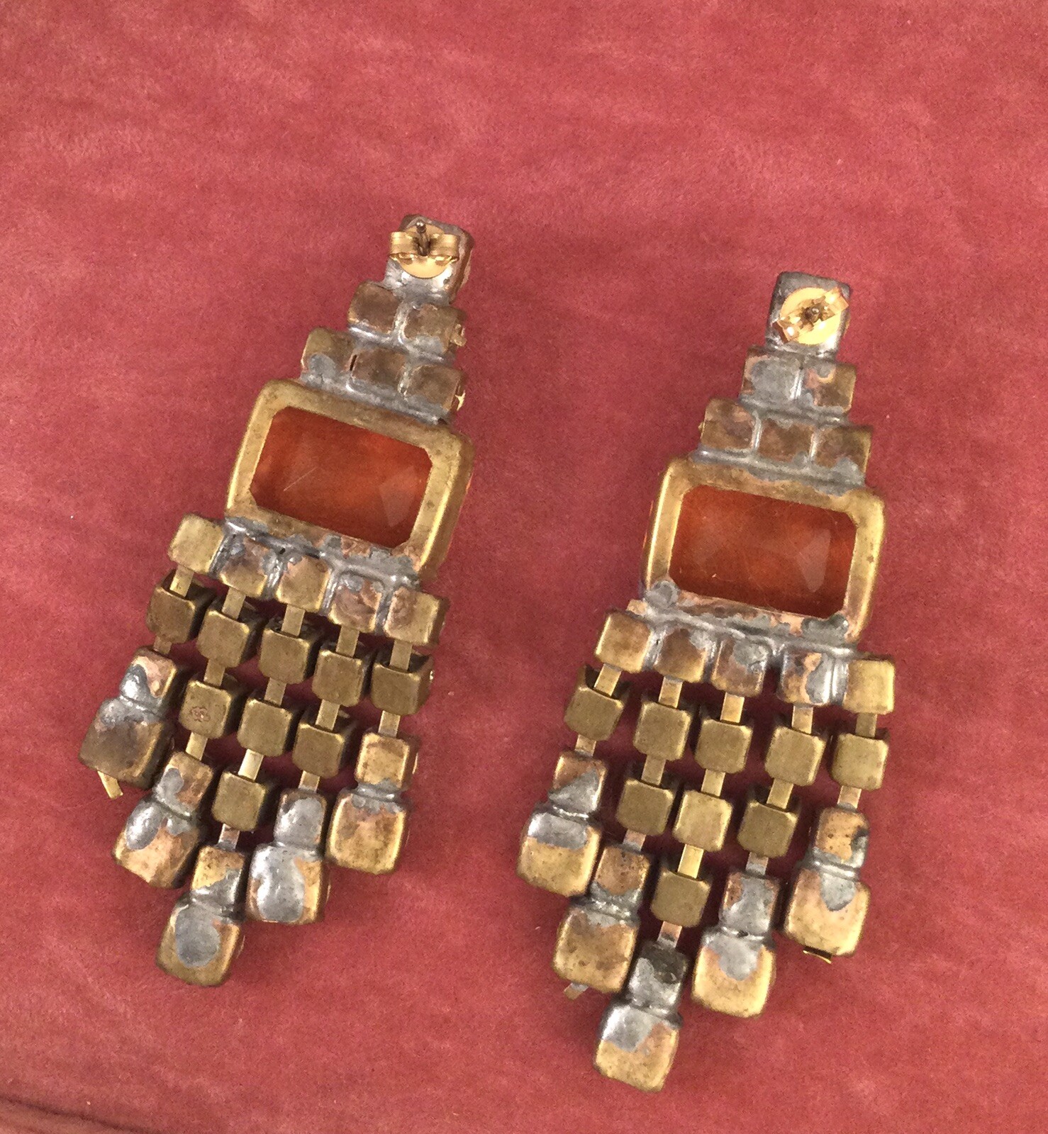Vintage Jewellery Czech Earrings Champagne White Crystal Gold Antique Jewelry