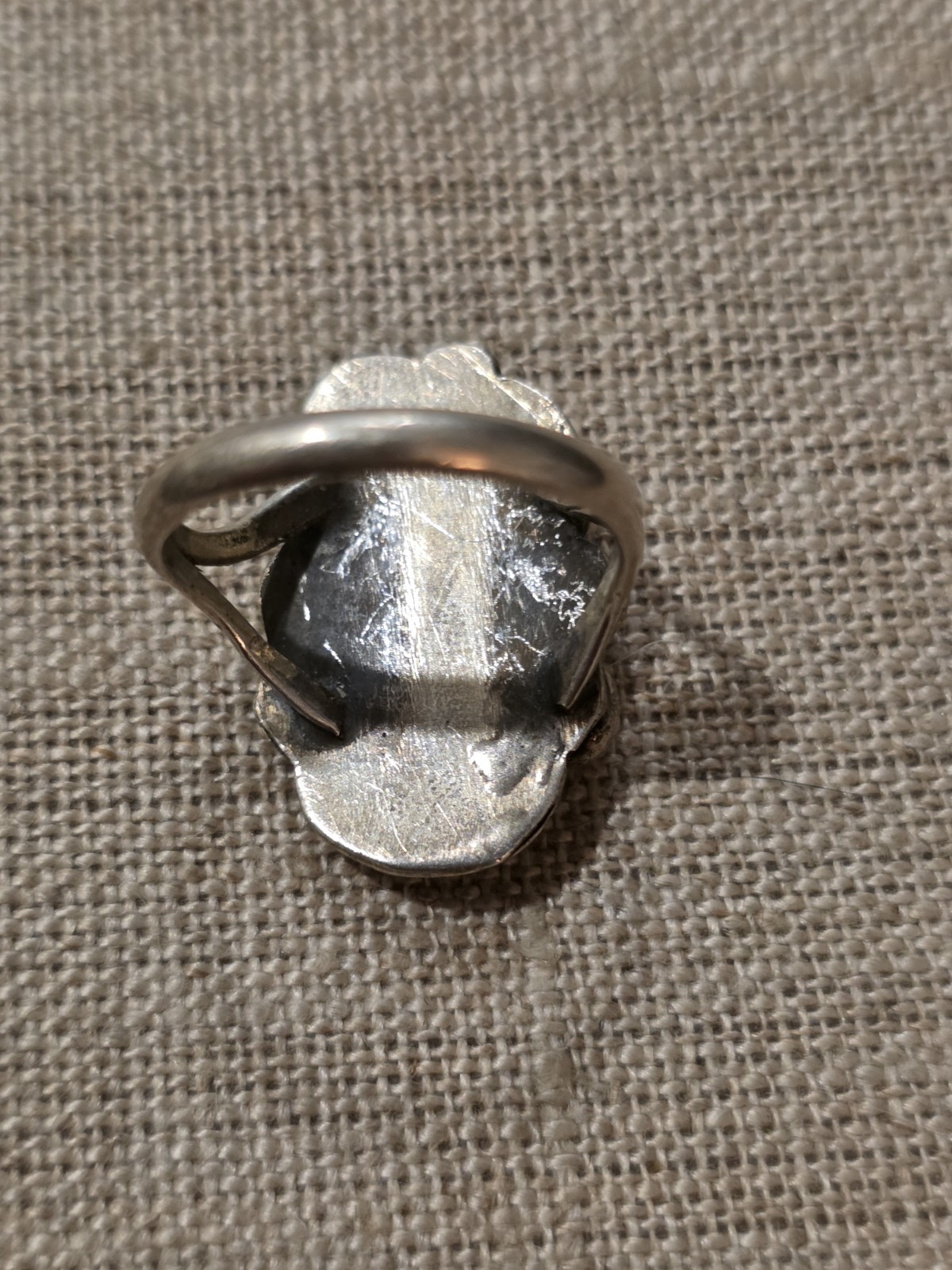 Vintage Sterling Handmade Native American Coral Stone Ring size 6 3/4