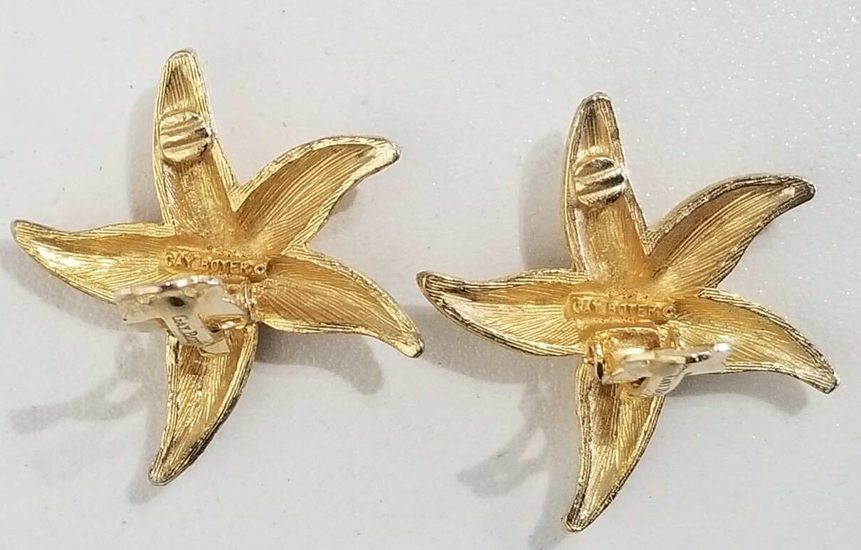 Vintage Gay Boyer Gold Starfish Clip on Earrings