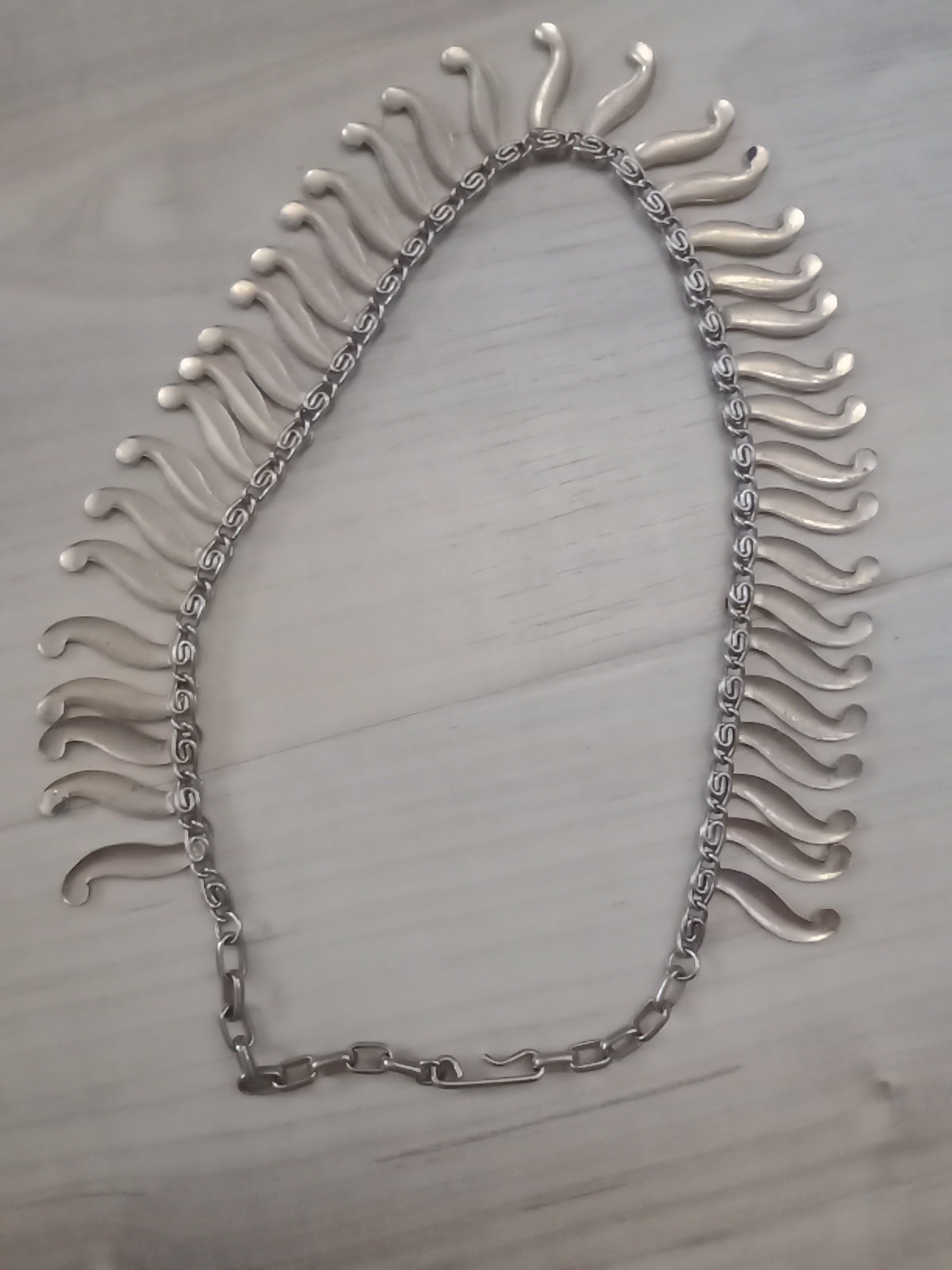 Vintage Short LengthNecklace Silver And Gold Tone Shepard Hook Clasp