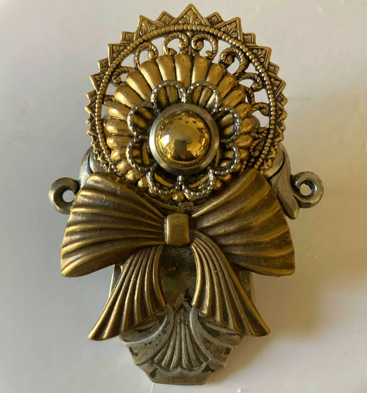 Pendant/Pin Repurposed Silver Flatware Mixed Metals Vintage 80’s Piece