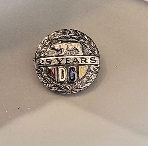 Vintage Pin Sterling Slver NDGW 25Yr Pin Native Daughters Of The Golden West Q82