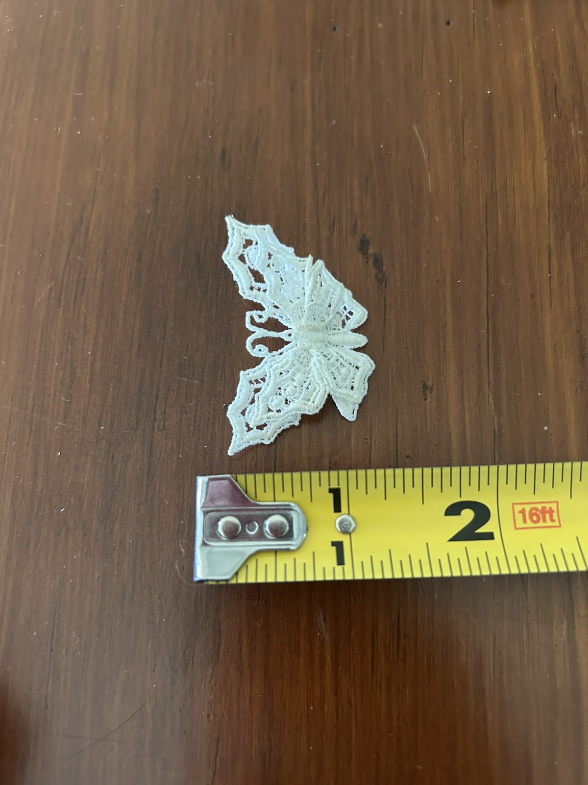 Vintage 2” By 1.5” Lace Butterfly Brooch Pin White Crochet Figural 3 Dimensional