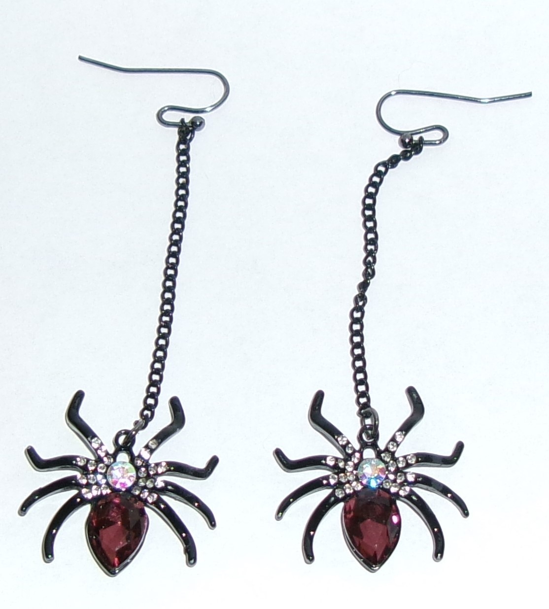Halloween Spider Earrings-Enamel Stones-Dangle-New
