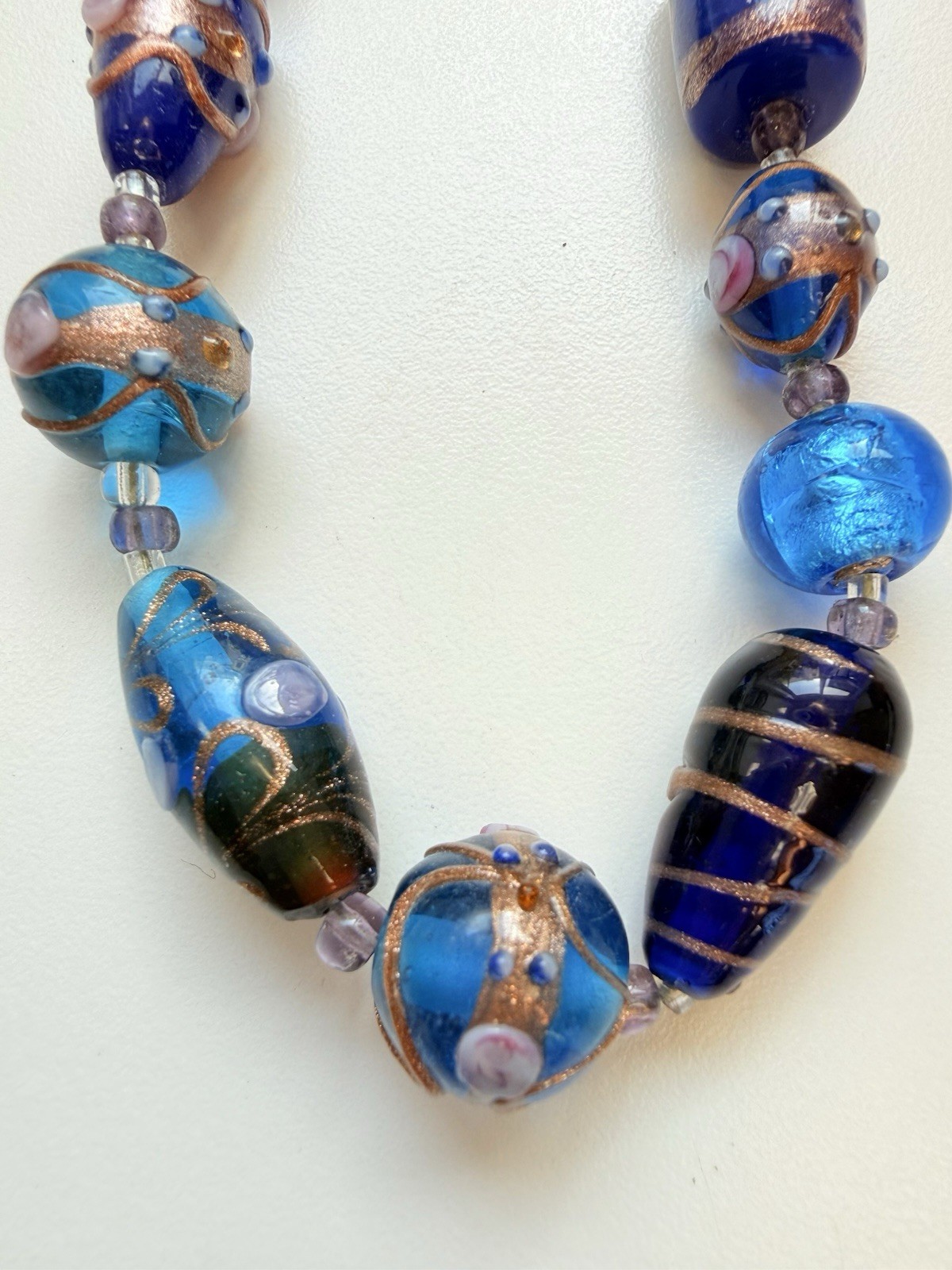 Vintage Czech Glass Bead Necklace Wedding Cake Beads, Foil Lined (3277)