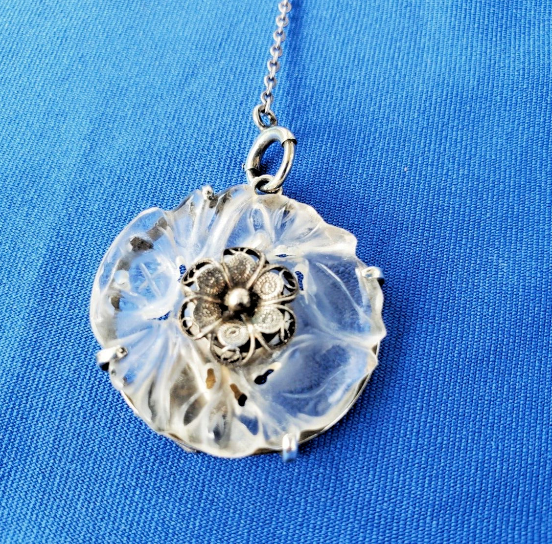 ORIGINAL Deco Guilloche Enamel STERLING SILVER 925 Necklace Antique Chain 24″ IN