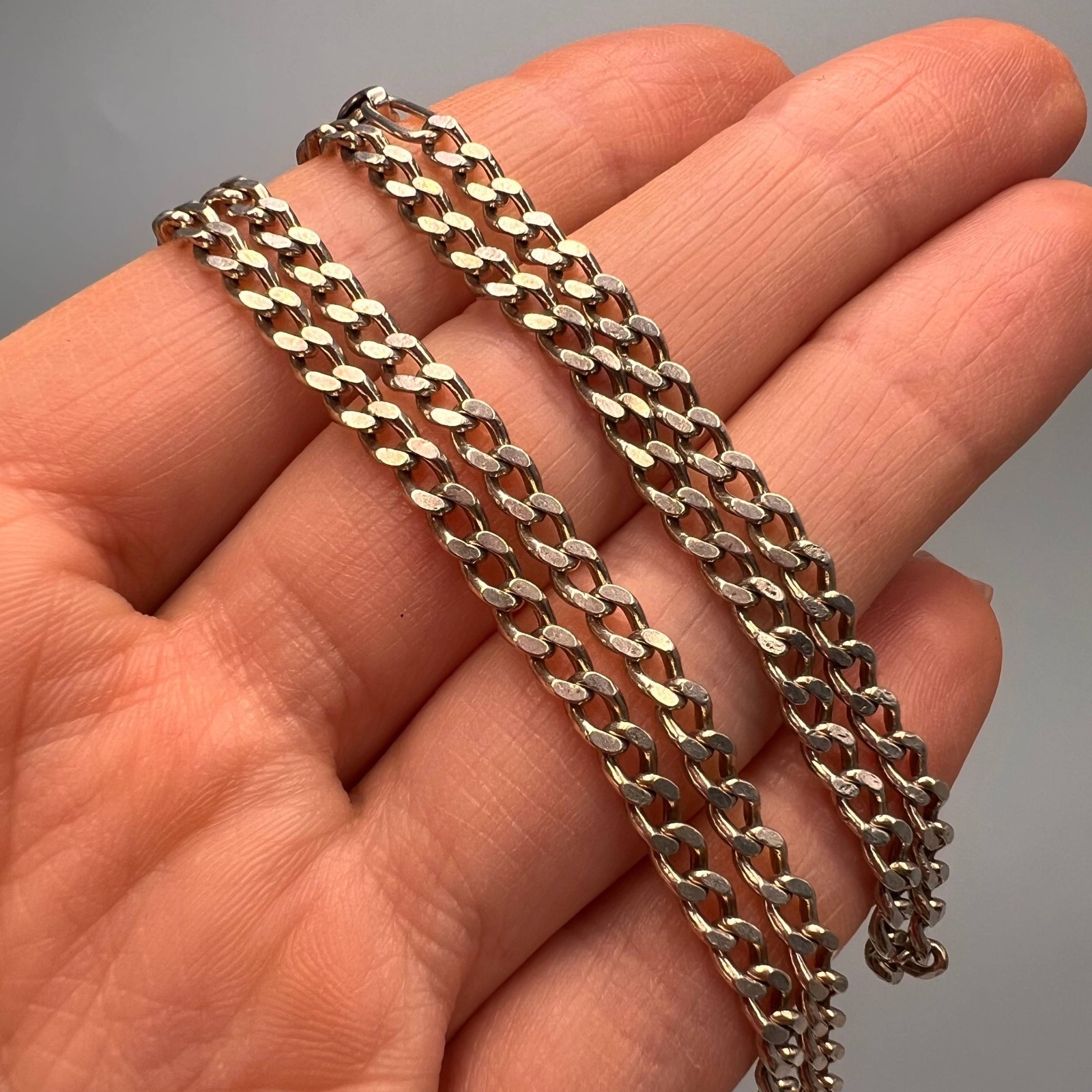 Vintage Sterling Silver 925 Figaro Chain Necklace 18.8″ Ukraine Marked 11.4gr