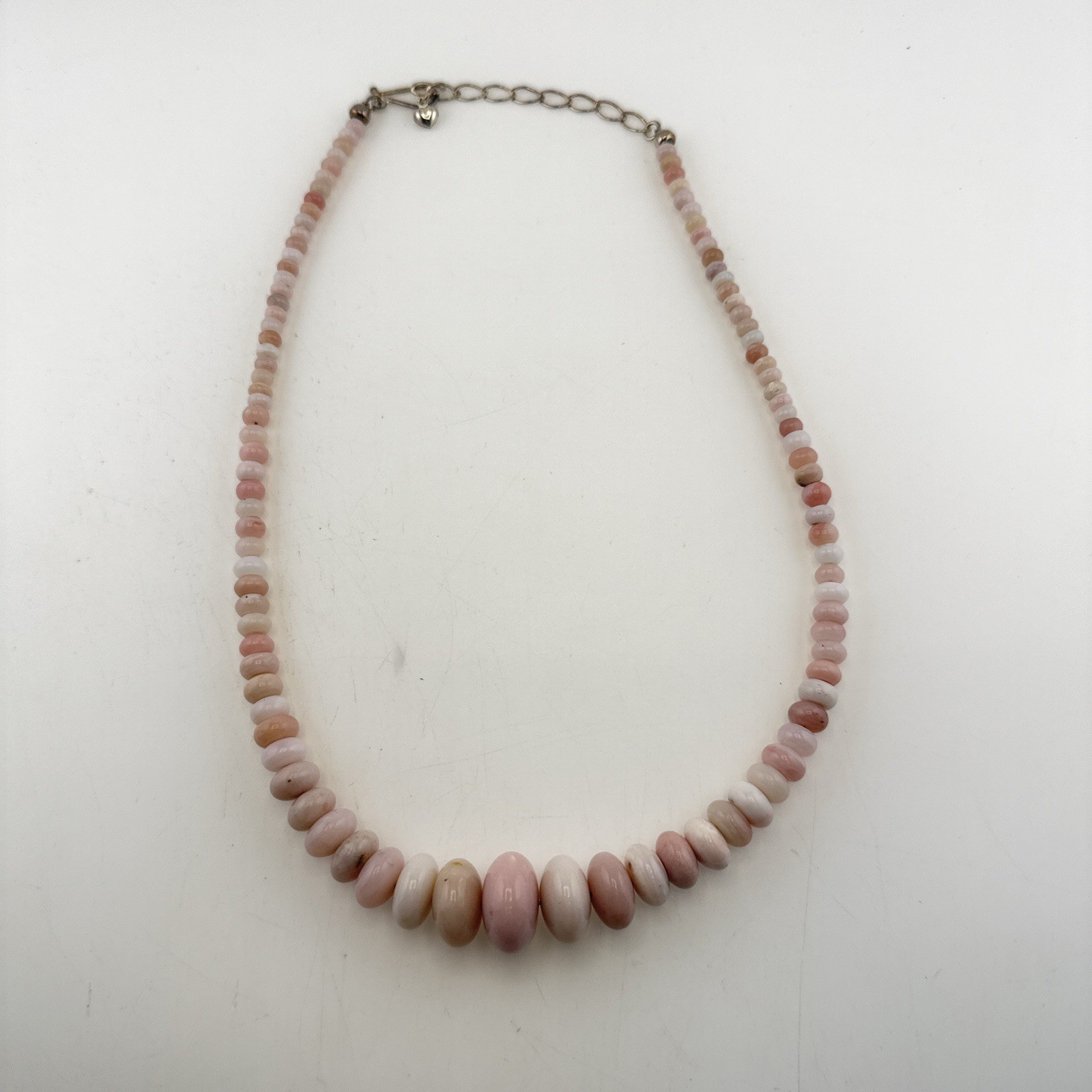 Jay King Necklace Pink Opal Graduated Disc Coin Sterling Silver Beaded 925