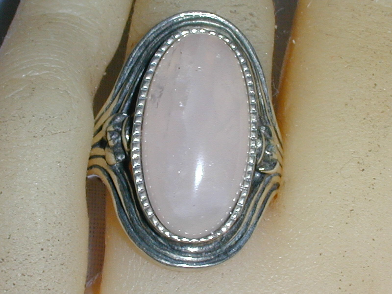 STUNNING~ OR PAZ- PZ ISRAEL BOLD STERLING ROSE QUARTZ RING- SZ 7!