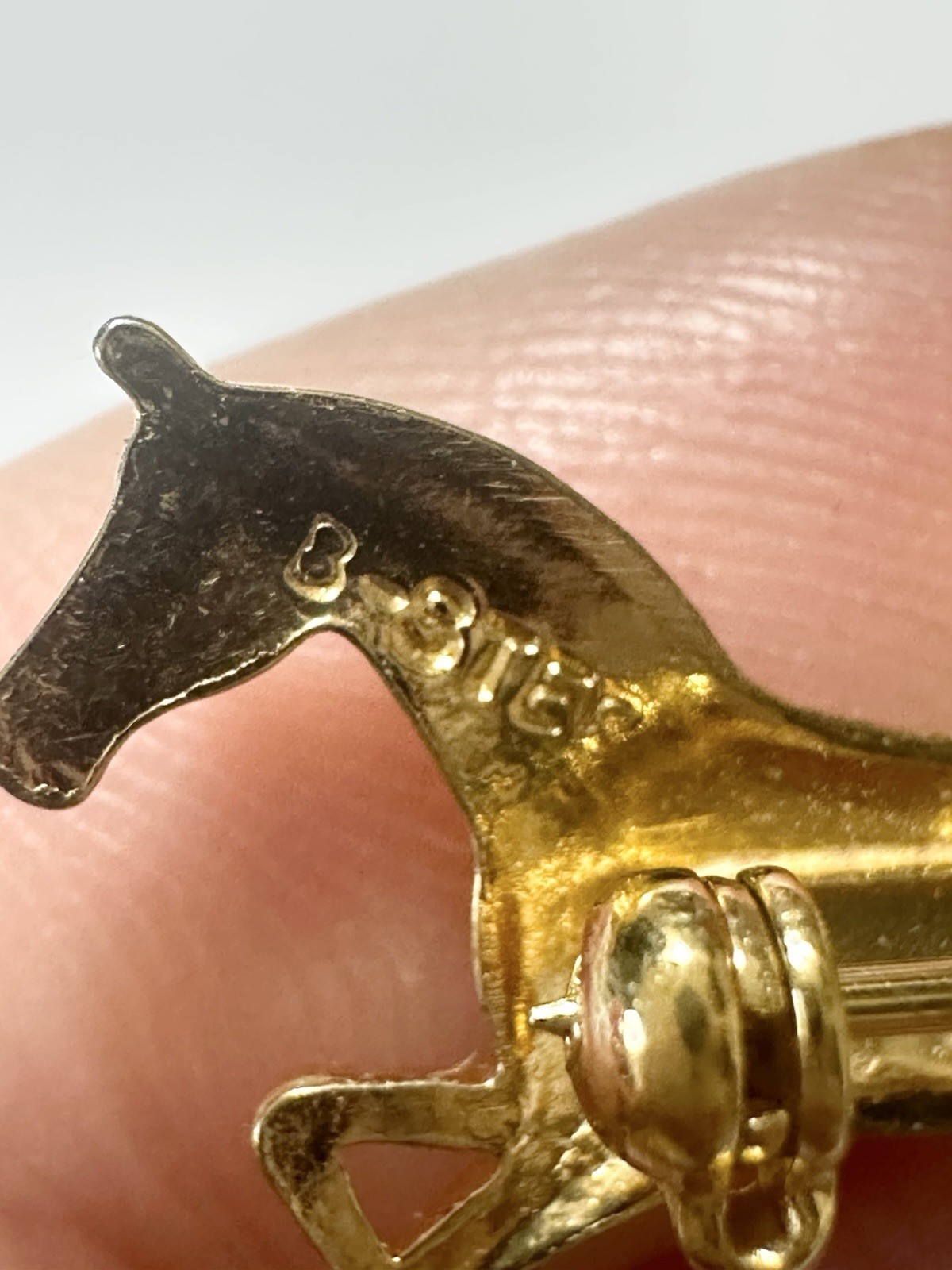 Vintage Running Horse Pin Brooch Gold Over Sterling Silver