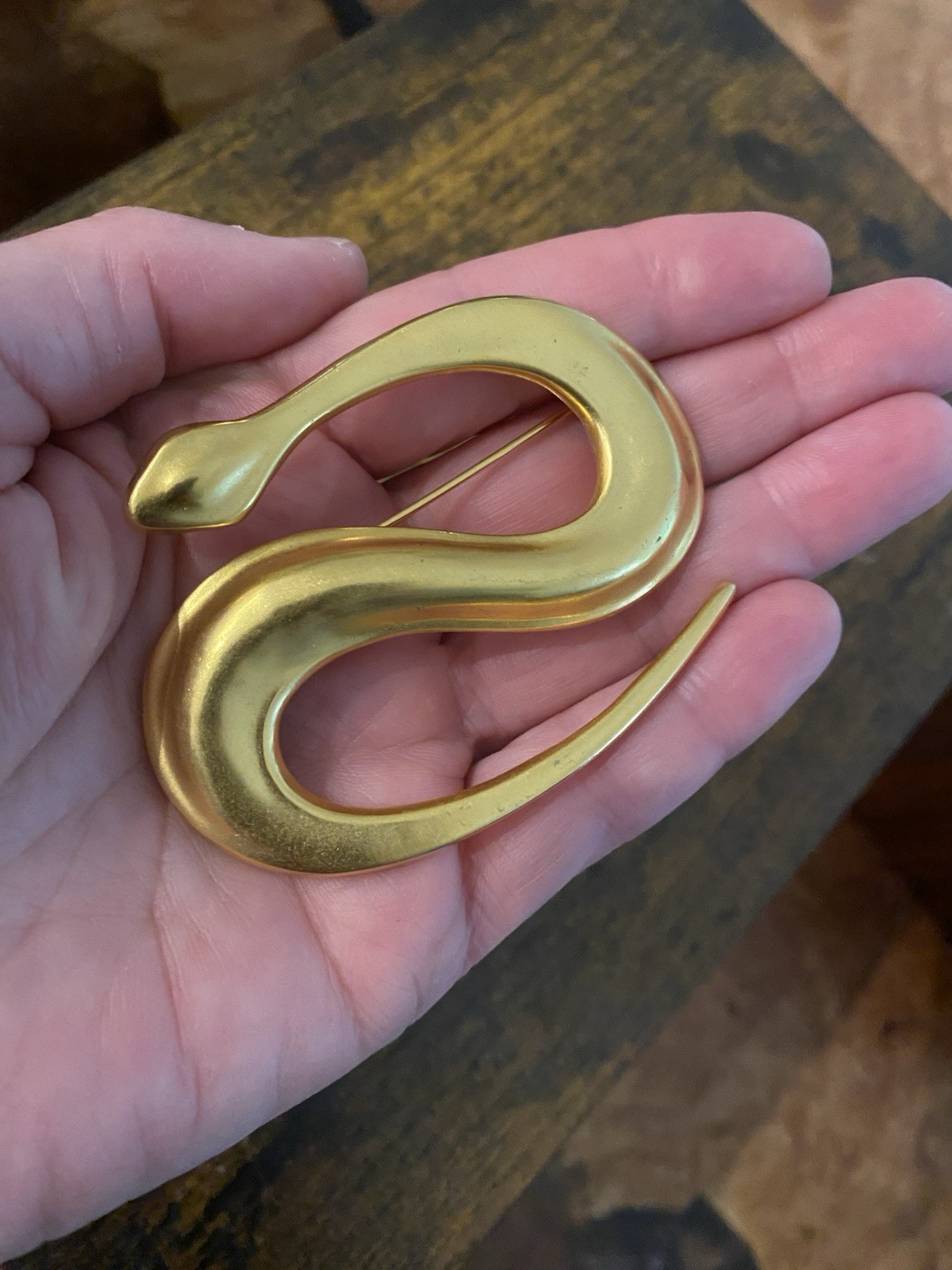Robert Lee Morris Vintage 1980s Gold Plated Figural Snake Large Pin