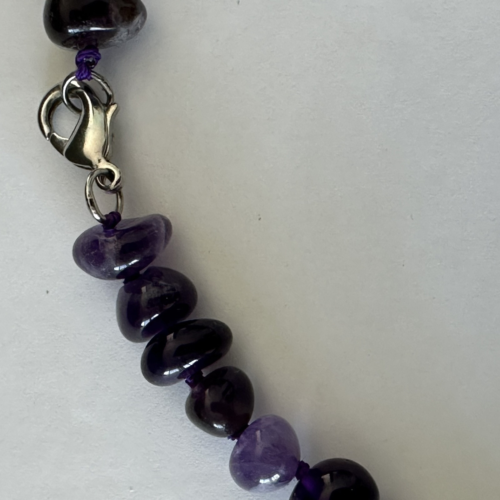 Polished Gem Amethyst Chips 34″ Necklace & Beaded Knotted 18″ Amethyst Necklace