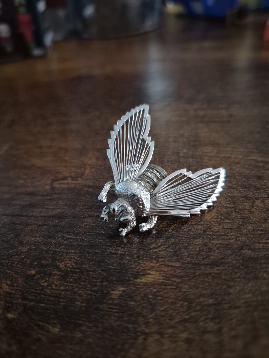 Vintage Monet Silver Tone Flying Insect Bug Brooch Pin Figural Signed
