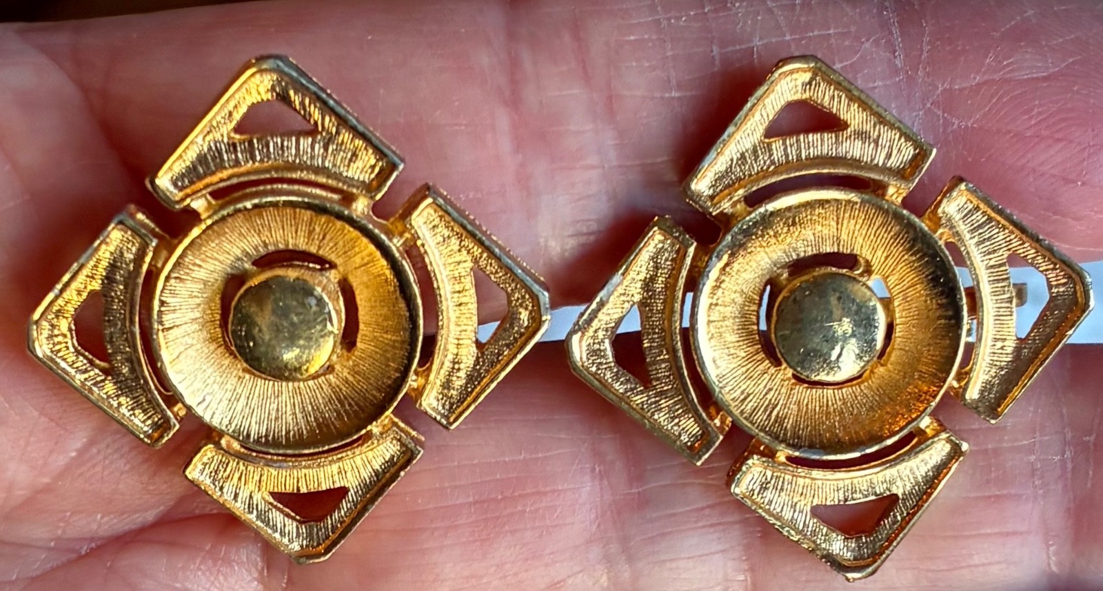 Vintage clip on earrings signed Vendome,gold tone, adjustable tension on closure
