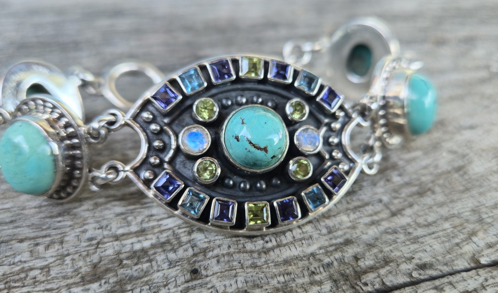 Nicky Butler LIMITED EDITION RAJ COLLECTION 925 Sterling Silver Bracelet 7.75″🩵