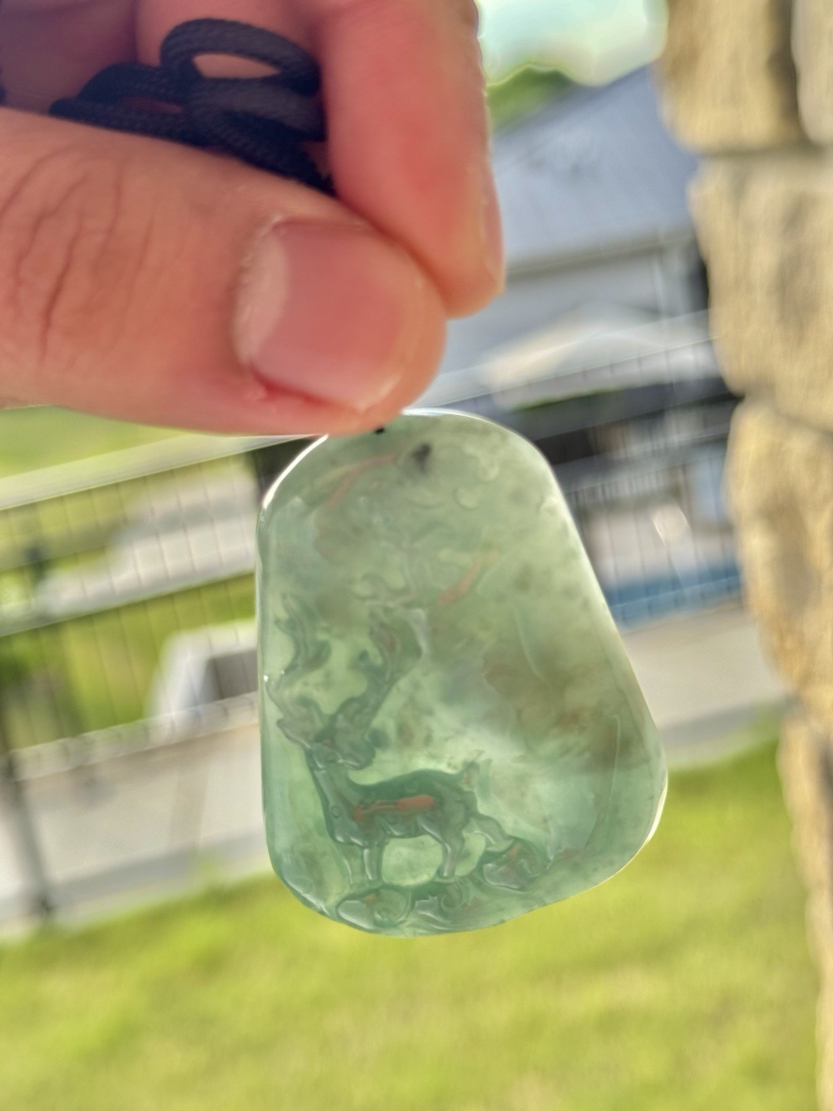 Guatemalan Blue Green Jadeite Jade Pendant Translucent High Quality (Deer)