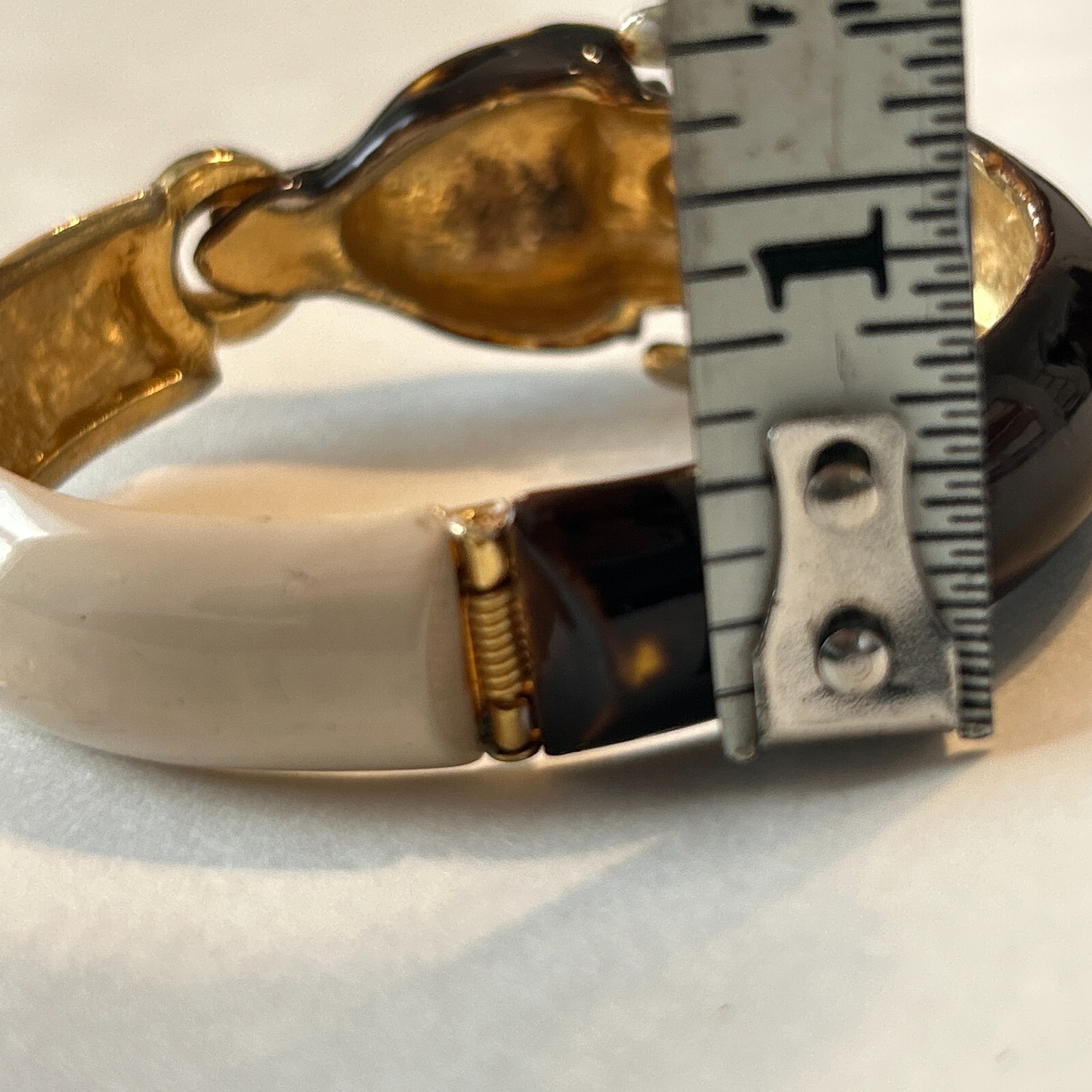 Vintage Original by Robert Ram Head Enamel Hinged Clamper Bracelet Aries Signed