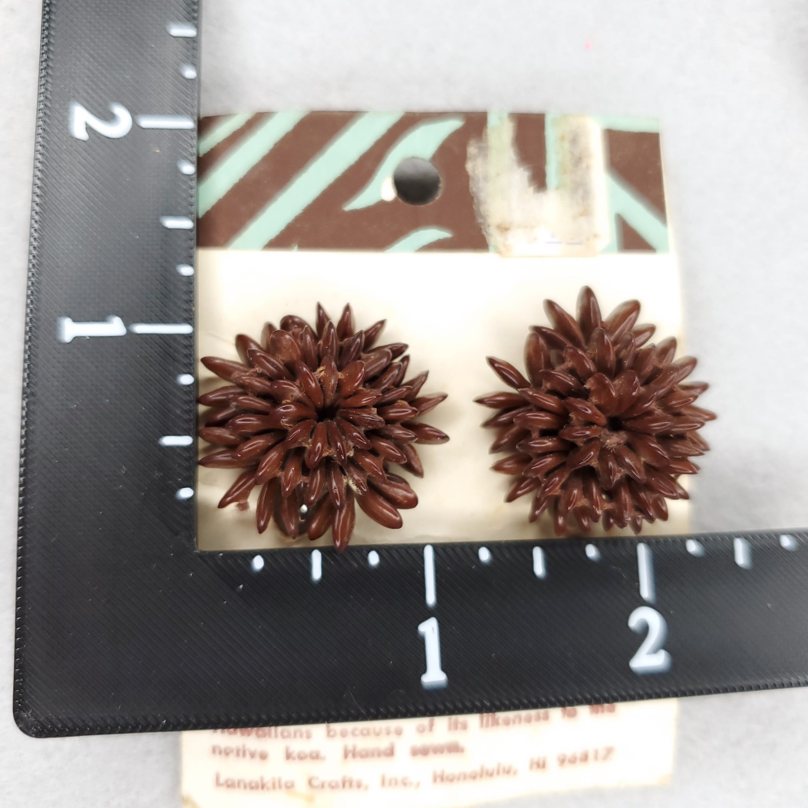 Vintage Koa Seed Necklace Earring Set Brown Long Lei Hawaii Boho Tiki 50″