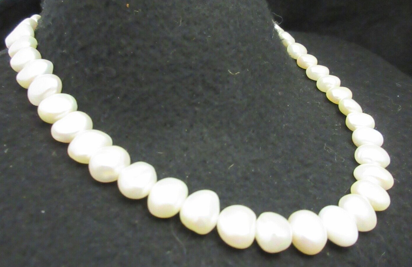 Vintage Natural Pearl Necklace 925 Marked Sterling Silver Lobster Claw Clasp 17″