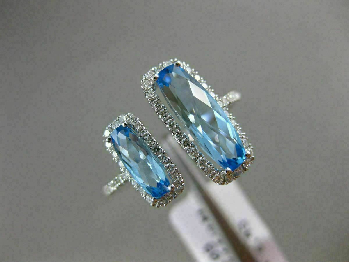 ESTATE LARGE 2.34CT DIAMOND & AAA BLUE TOPAZ 14K WHITE GOLD DOUBLE HALO FUN RING
