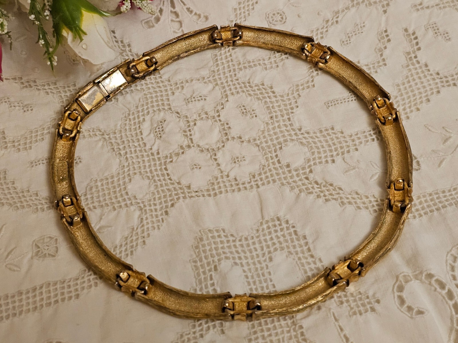 Vintage ORENA PARIS Design France Gold Plated Choker Necklace 1970’s RARE