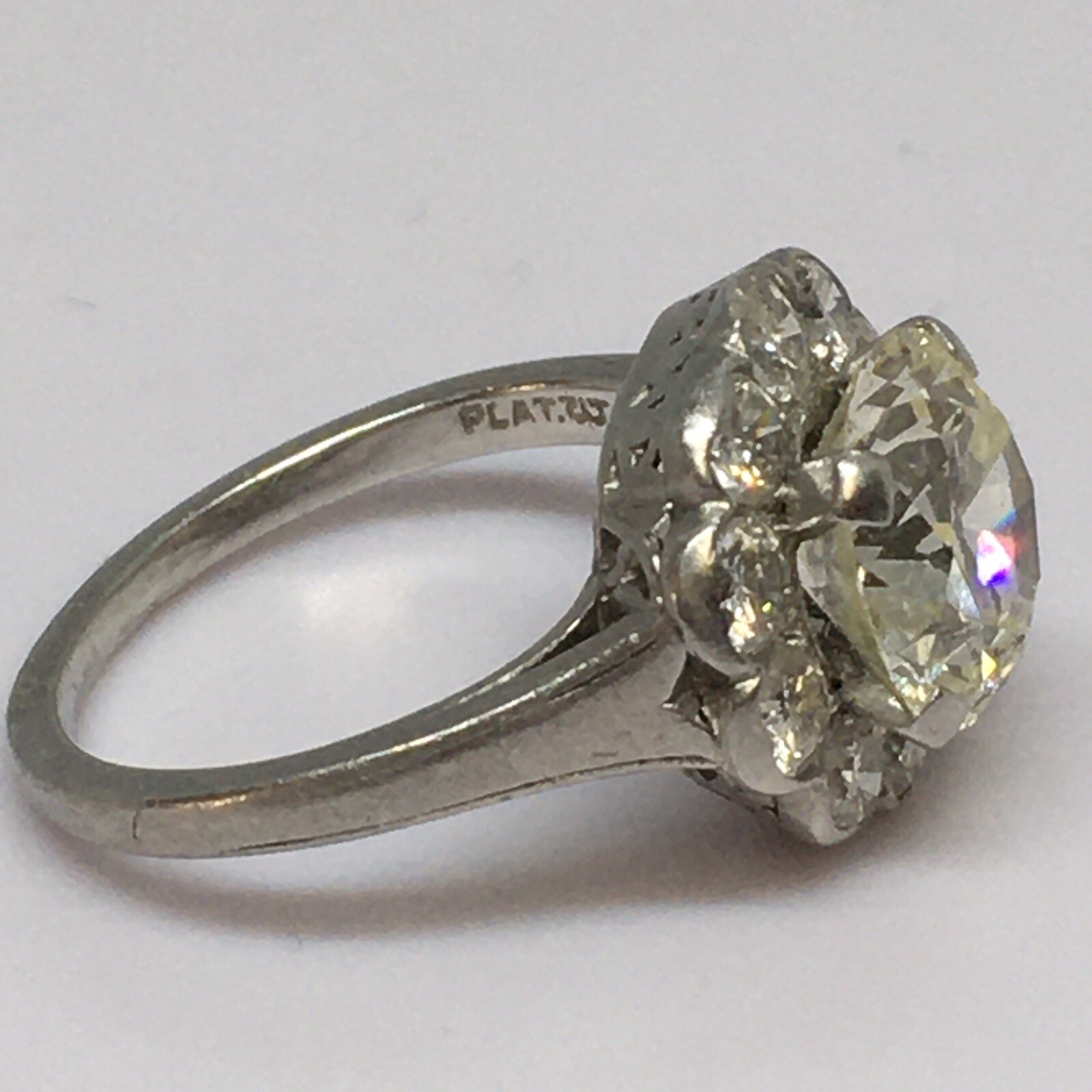 1920s Platinum Art Deco 2.65 Ct Diamond Antique Ring Handmade American Vogue