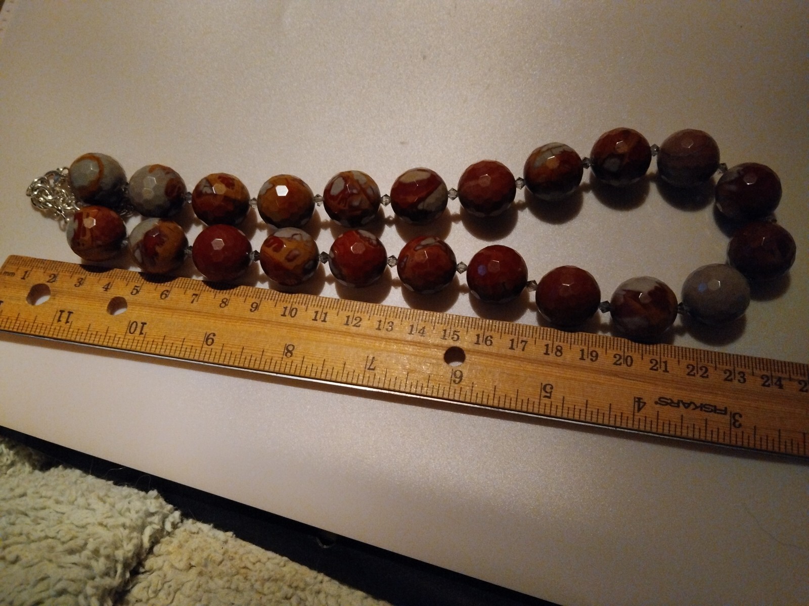 Natural Polychrome Jasper Polished Faceted Necklace Statement Heavy Pretty
