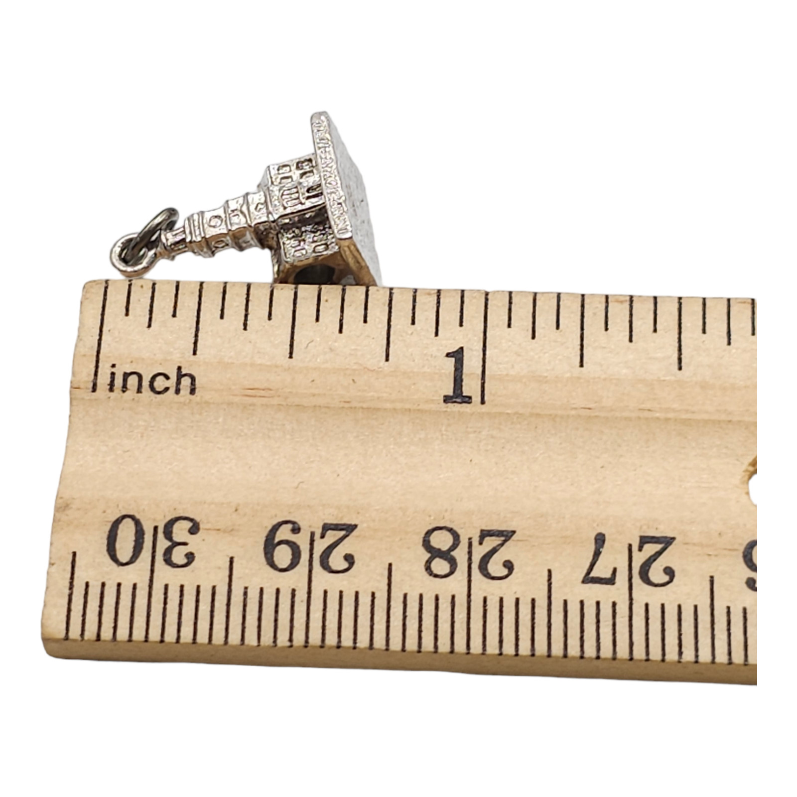 Independence Hall Dangle Drop Charm Pendant Silver Tone Vintage