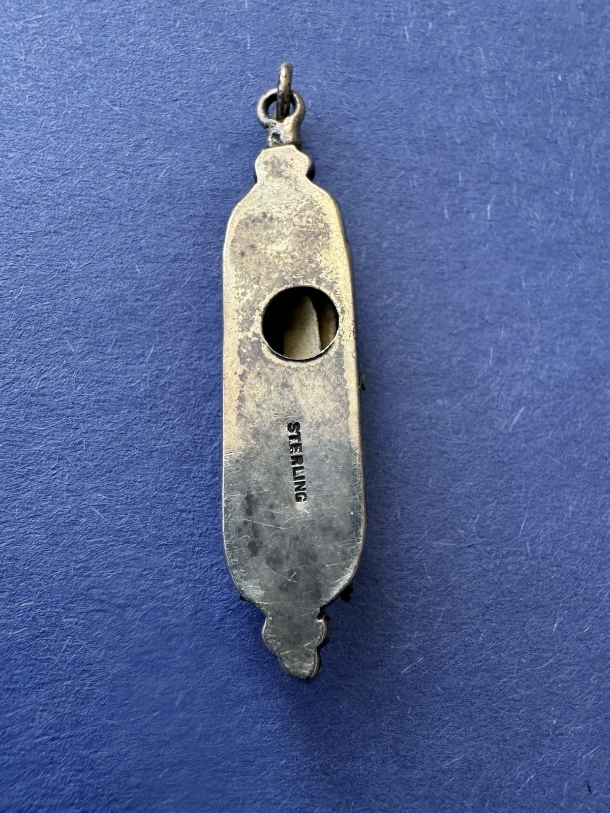 Antique 1900s RARE Judaica Sterling Silver Mezuzah Pendant Hebrew Scroll Amulet