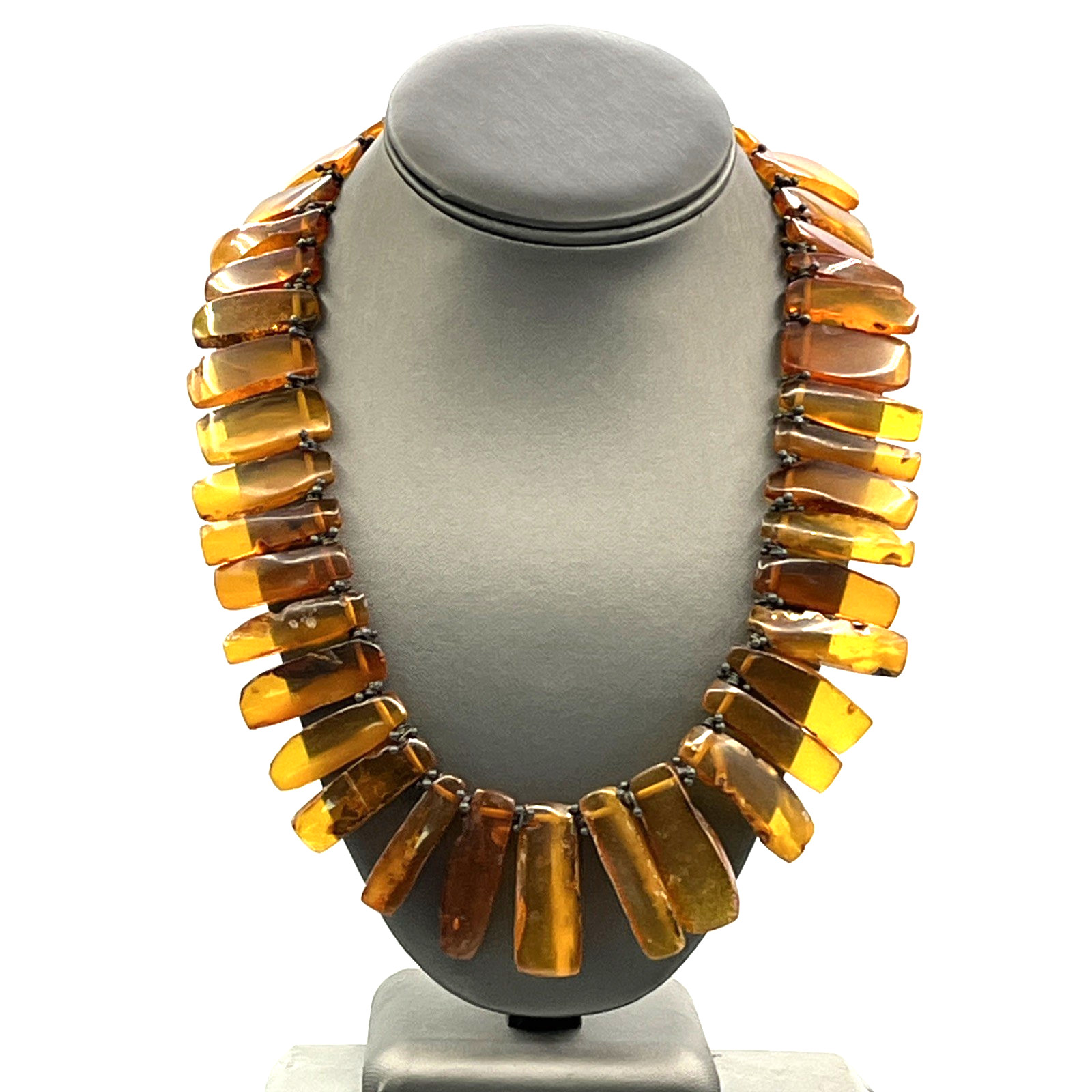 Vintage Natural Baltic Honey Amber Beaded Bib Statement Necklace 20″