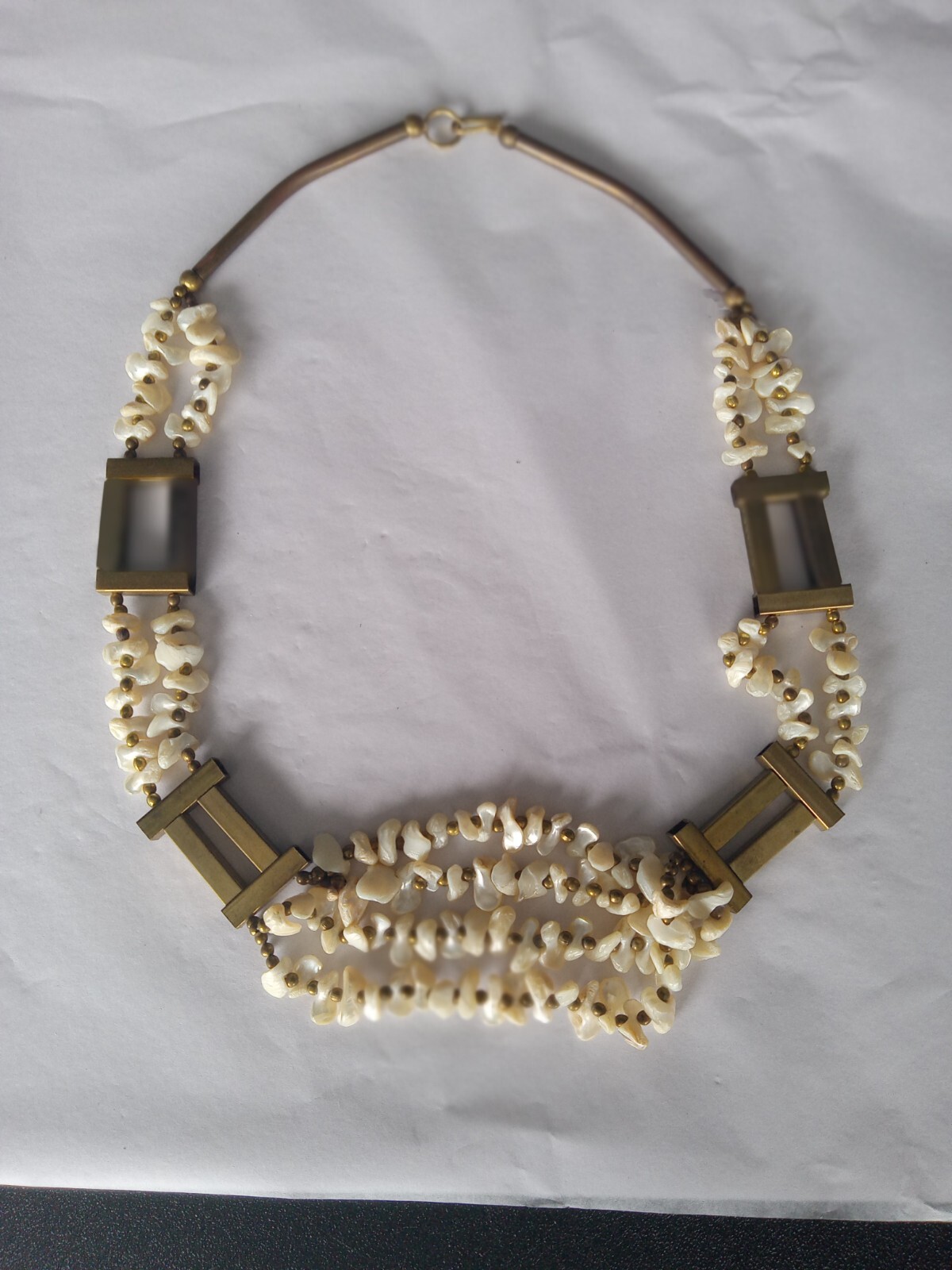 Vintage bronze and shell necklace Statement piece. See photos