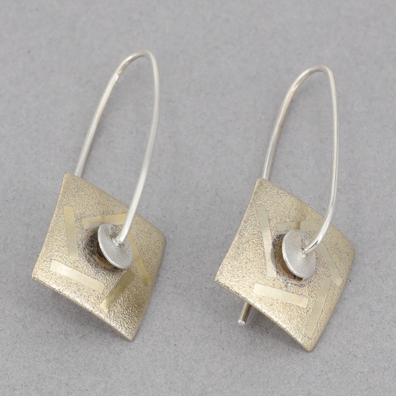 Vintage Lewis & Heubner Handcrafted Sterling Silver Modernist Kinetic Earrings