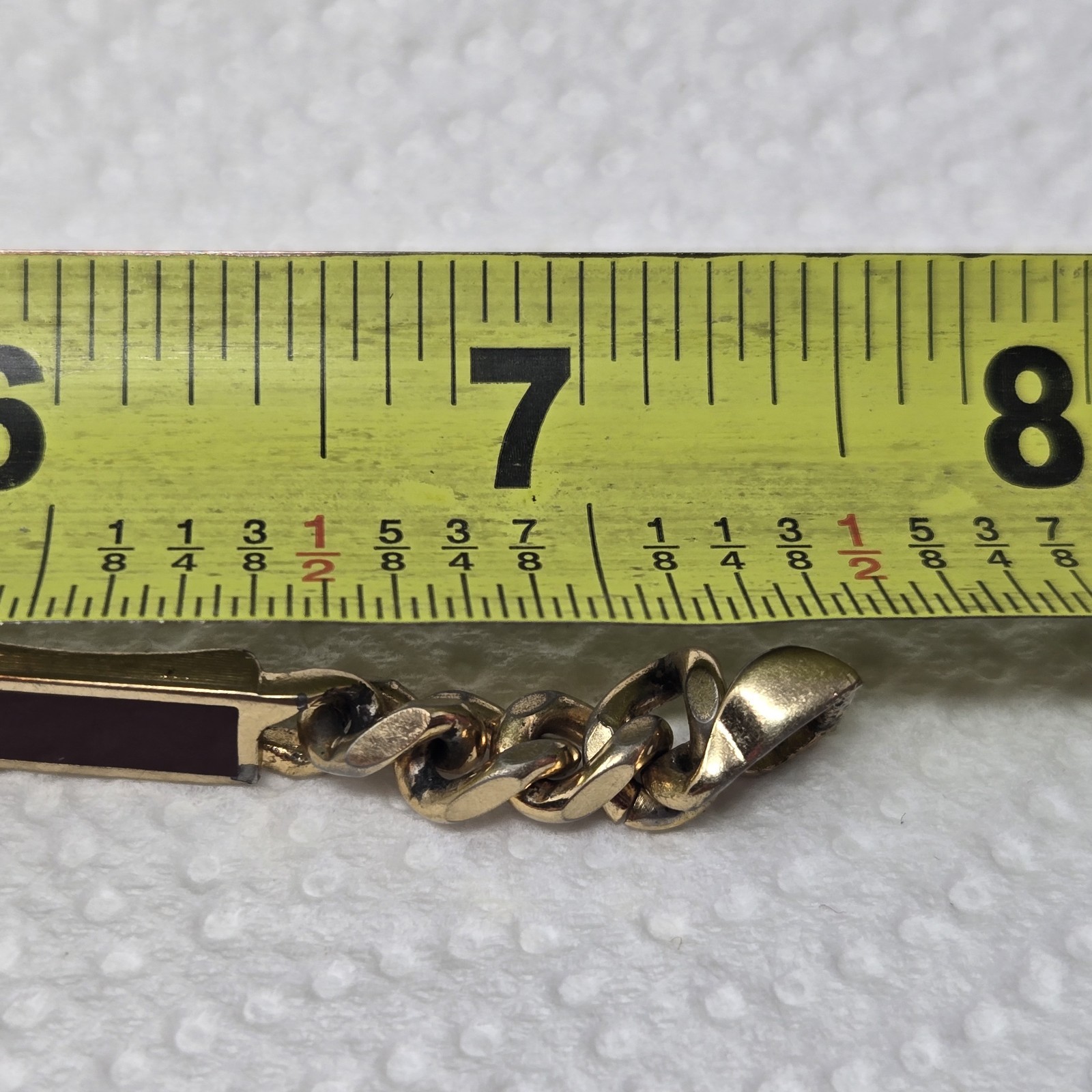 Vintage Avon Men’s Bracelet 1978 Trazarra Gold Tone Burgundy Dark Red Enamel