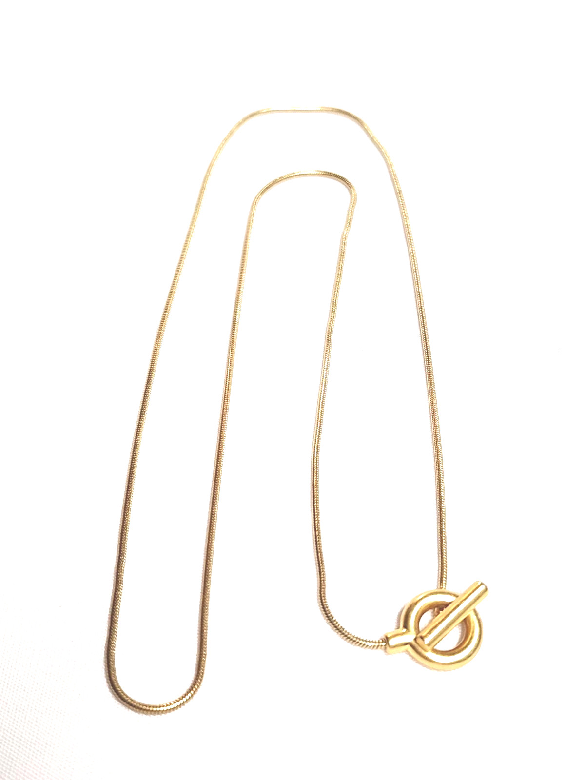 Matte Gold-Tone Snake Serpentine Chain Necklace Toggle Pendant Closure 27″ EUC
