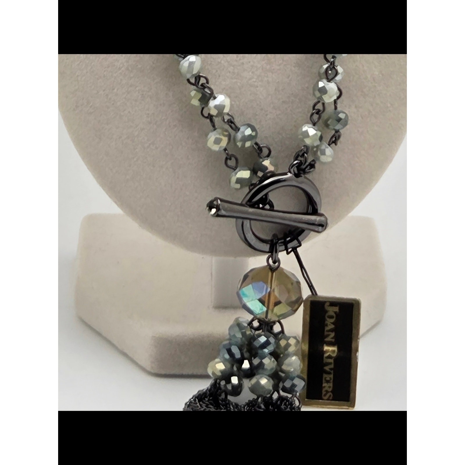 Vintage Joan Rivers Tassel Necklace – Iridescent Beaded Statement
