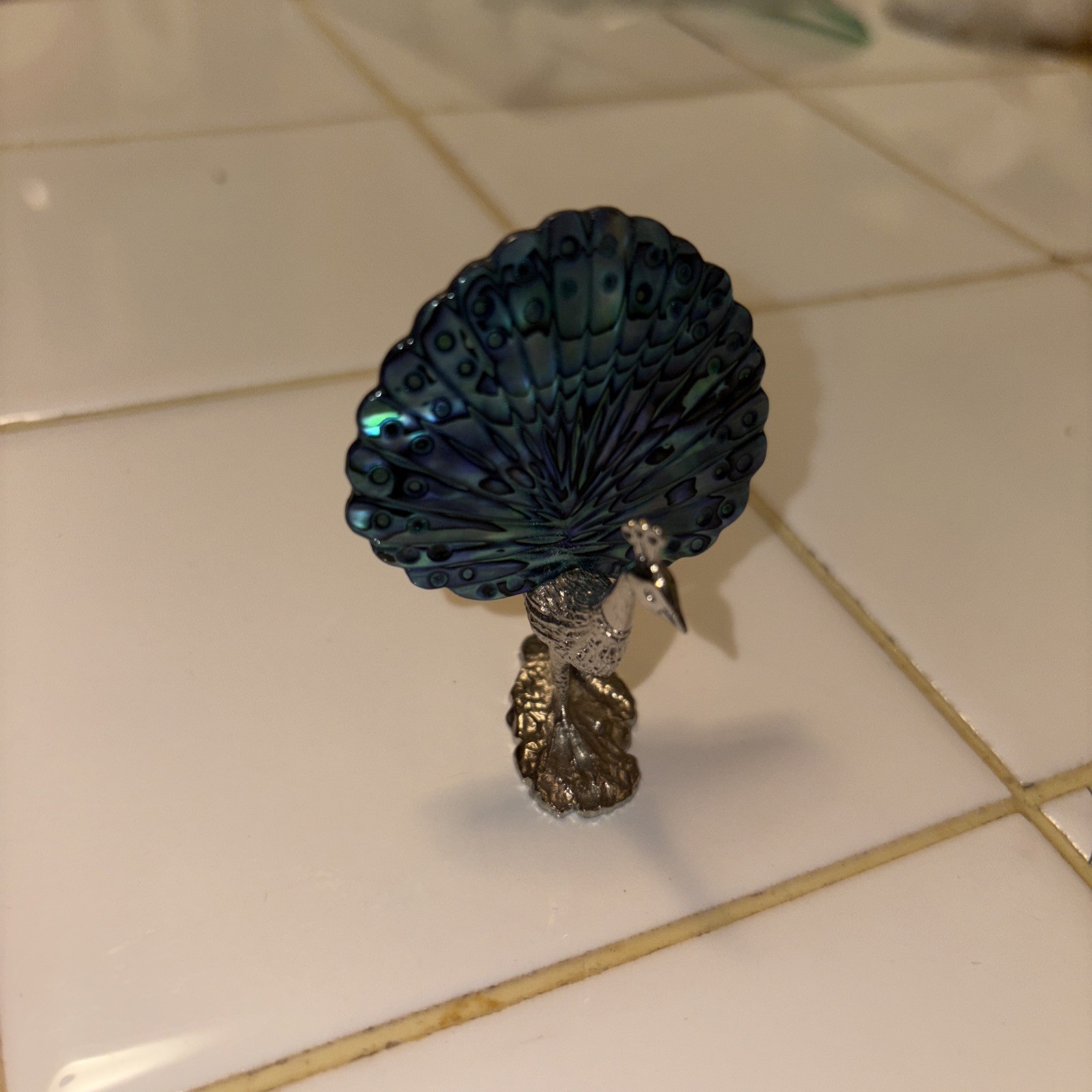Vintage Paua Shell Peacock knickknack ￼by Ariki New Zealand