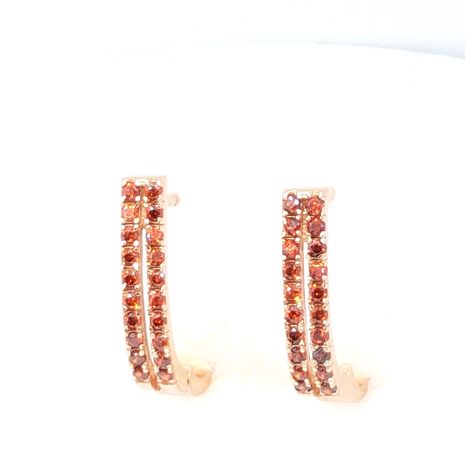 Vintage Luxury Earrings Sterling Silver 925 with Bright Red Stones -4.79g. | #16