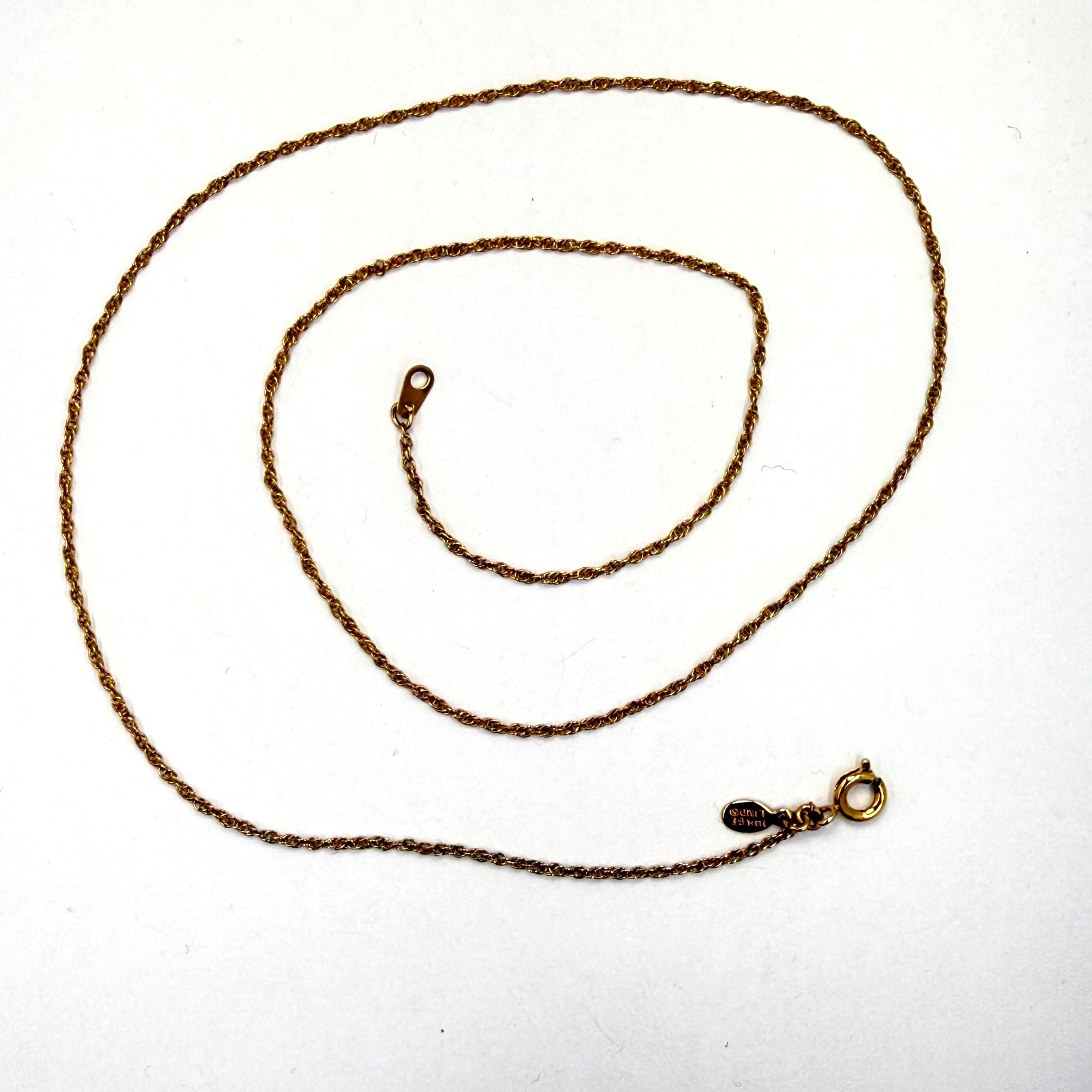 14K GE LIND Gold Electroplate Rope Chain Necklace 20″ Gift Box 1970s to 1990s