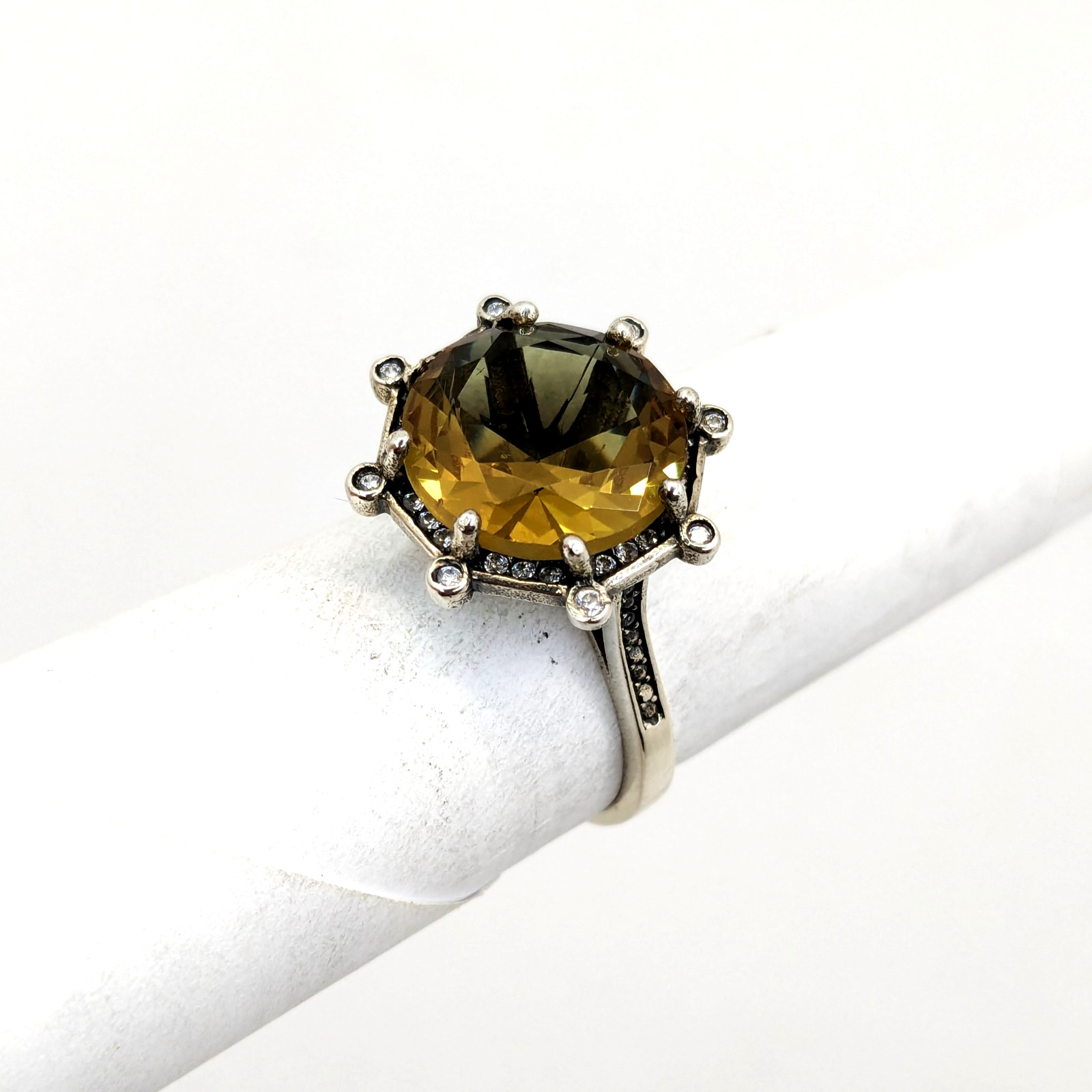 Vintage Luxury RING Silver 925 with Big Bright Stone -size: 7US (17.5mm) | #5
