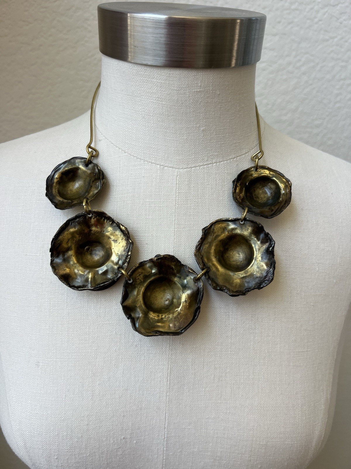 Beautiful Vintage Brutalist Mixed-Metal Necklace