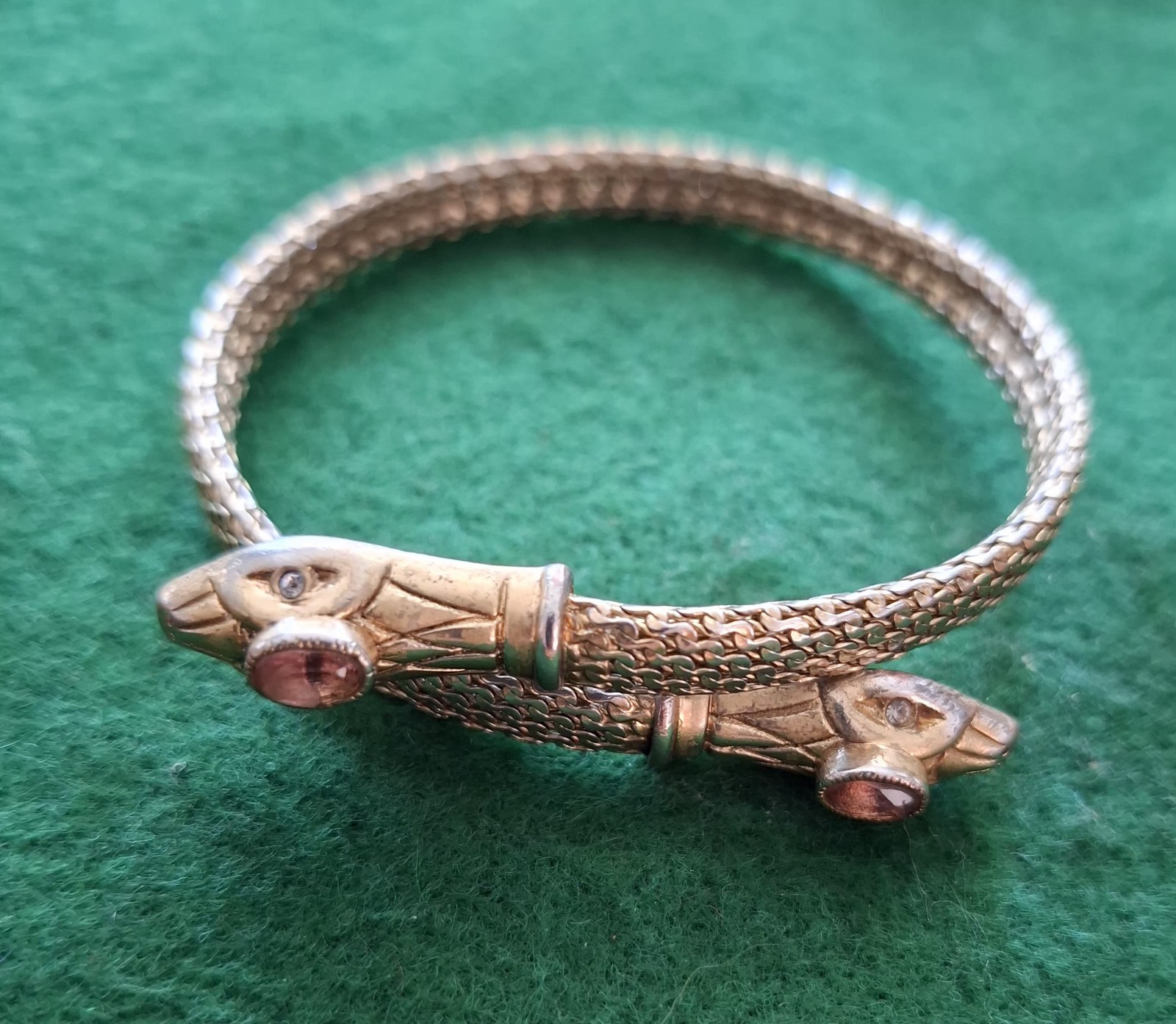 Vtg Victorian Style Gold Plate Jeweled Serpent Snake Wrap Bracelet Stella Dot !