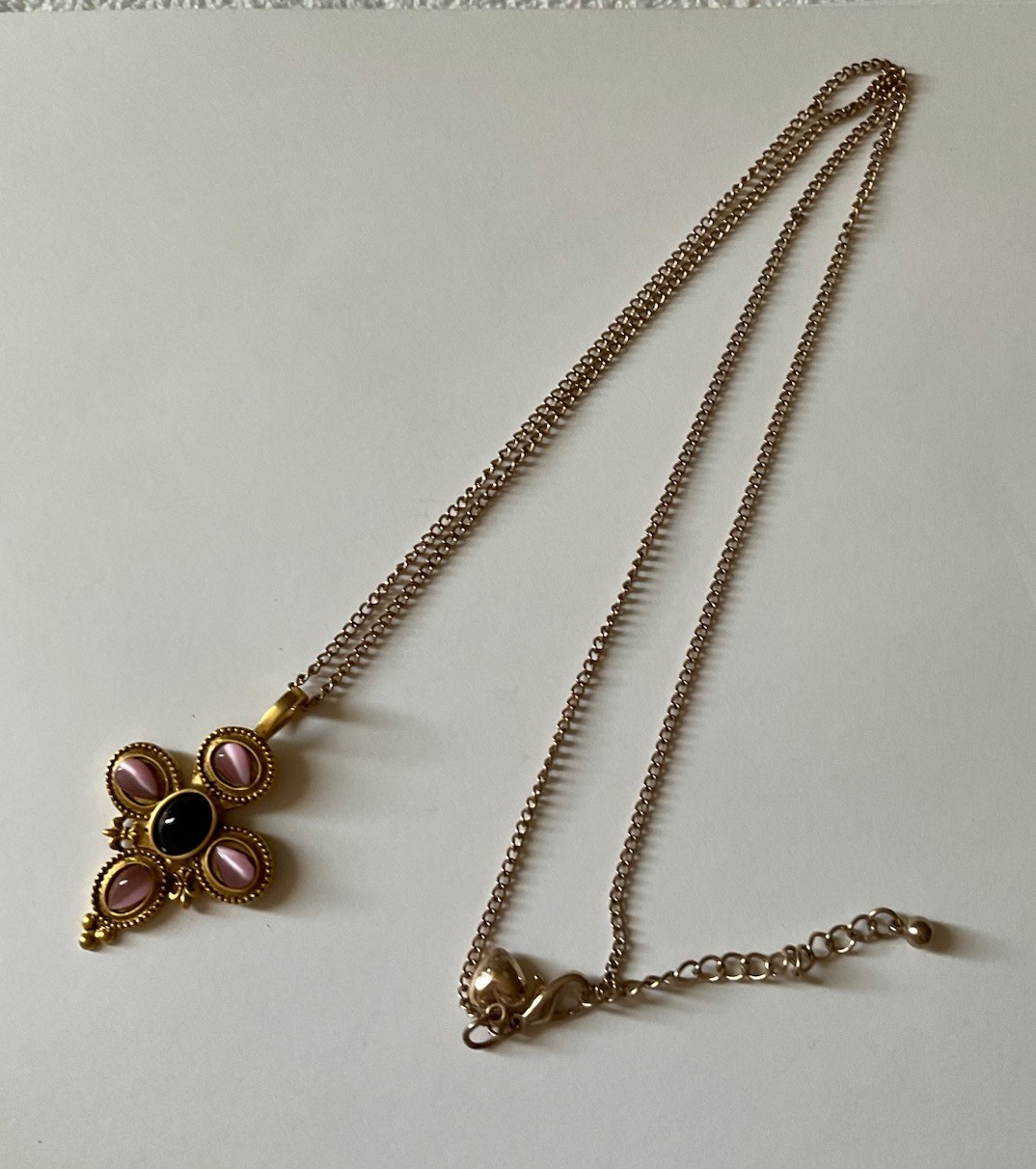 Vintage Goltone Necklace With Cross Pendant 29’ in Chain 2 in X 1.5 in