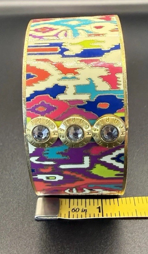 Y2K Henri Bendel Ny Tribal Inspired multicolored Enameled Inkat Bracelet Bangle