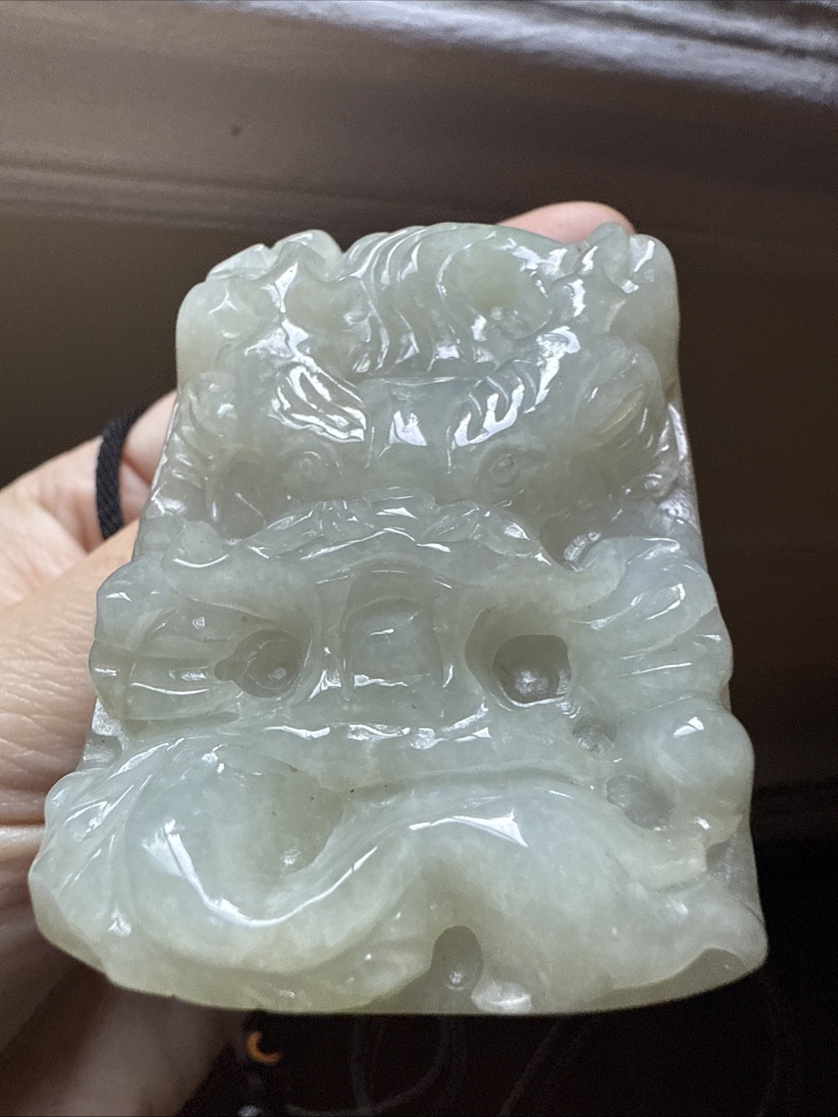 Certified Grade A Burma Jadeite Hand Carved Dragon 純天然翡翠A貨糯冰種水厚龍牌