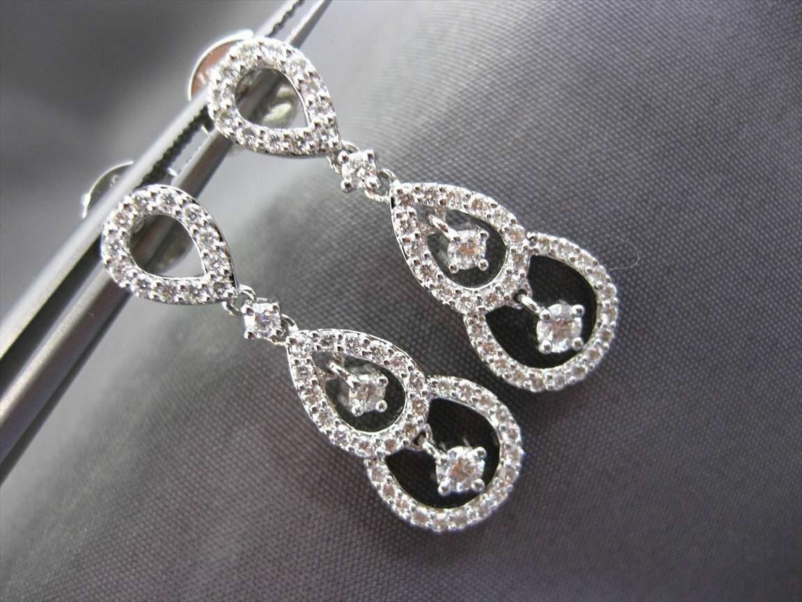 ESTATE .77CT DIAMOND 18KT WHITE GOLD FLOATING CHANDELIER EARRINGS F/G VVS VS