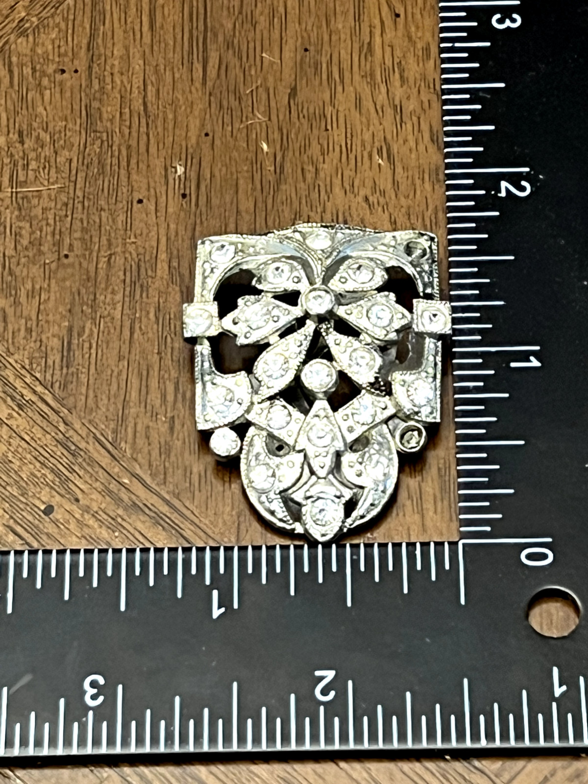Vintage 1920’s/1930’s Rhinestone Brooch/Dress Clip Art Deco Silver Tone Nice!