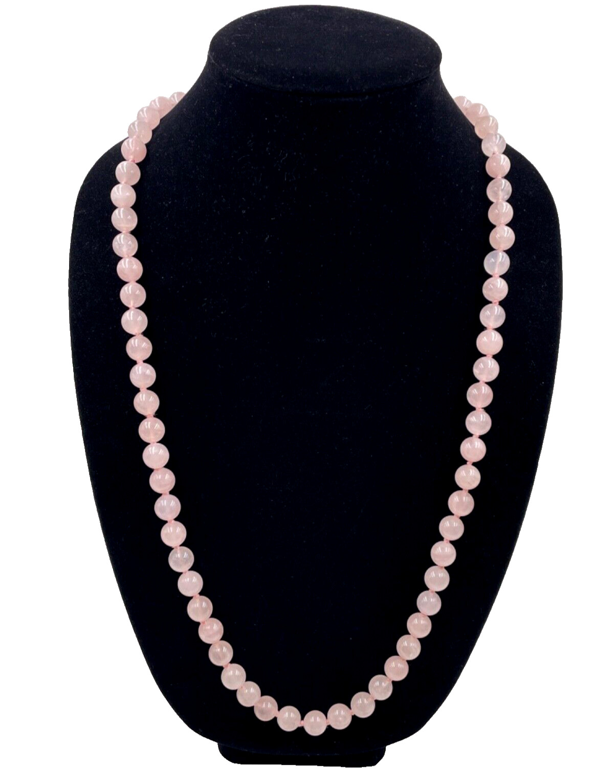 ROSE QUARTZ ANTIQUE CHINESE EXPORT HAND-KNOTTED NECKLACE LONG NO CLASP 1 STRAND