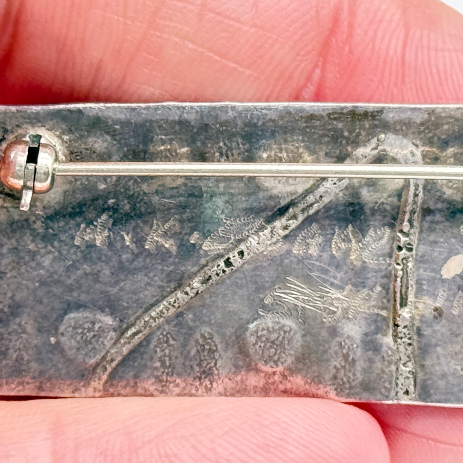 Vintage Modernist A K Edgar Mixed Metal Sterling Silver Pin Brooch